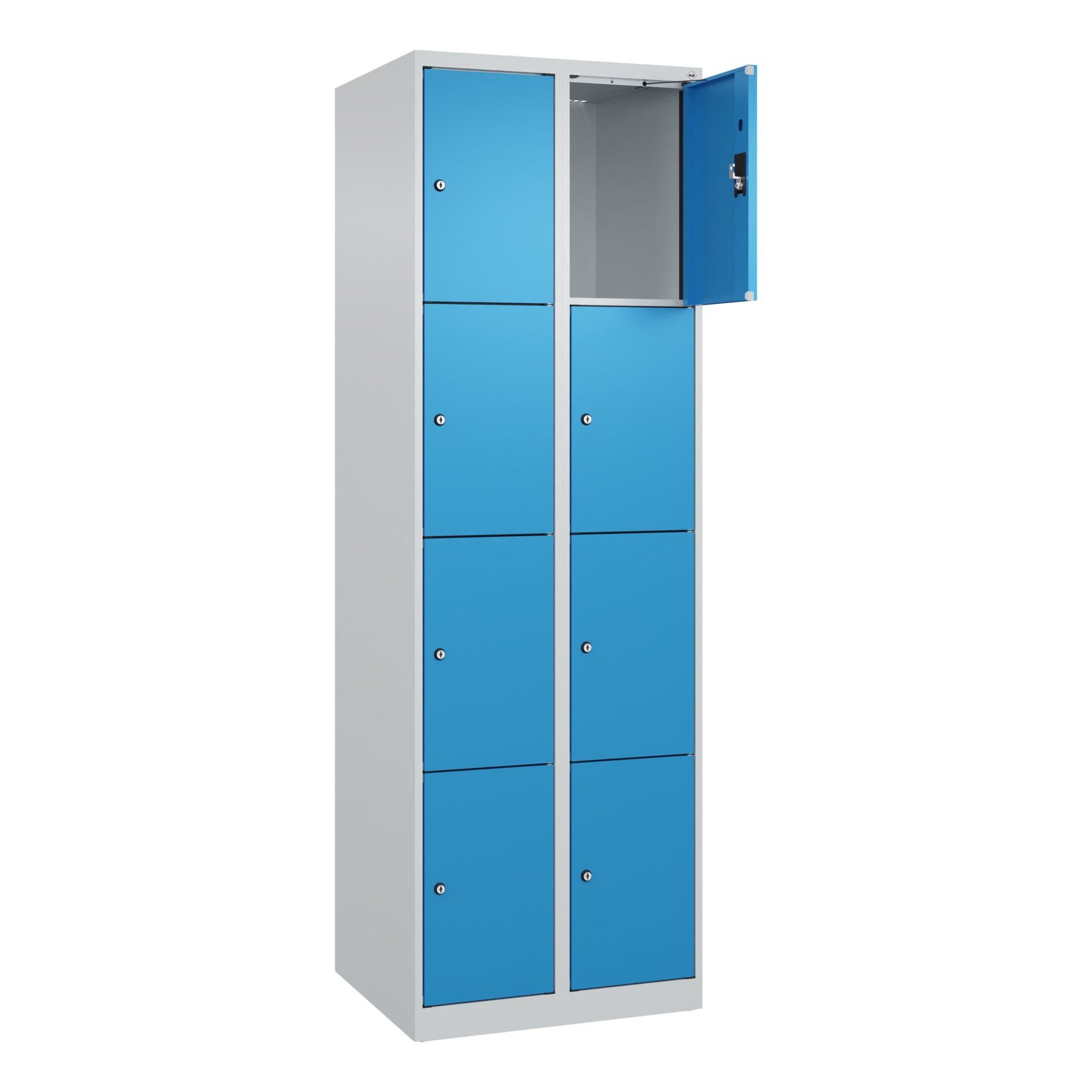 C+P Schließfachschrank Evolo PLUS mit Sockel 8 Fächer lichtgrau – Produktbild 2