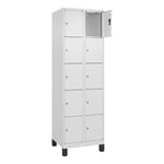 C+P Schließfachschrank Evolo PLUS mit Standfuß 10 Fächer verkehrsweiß