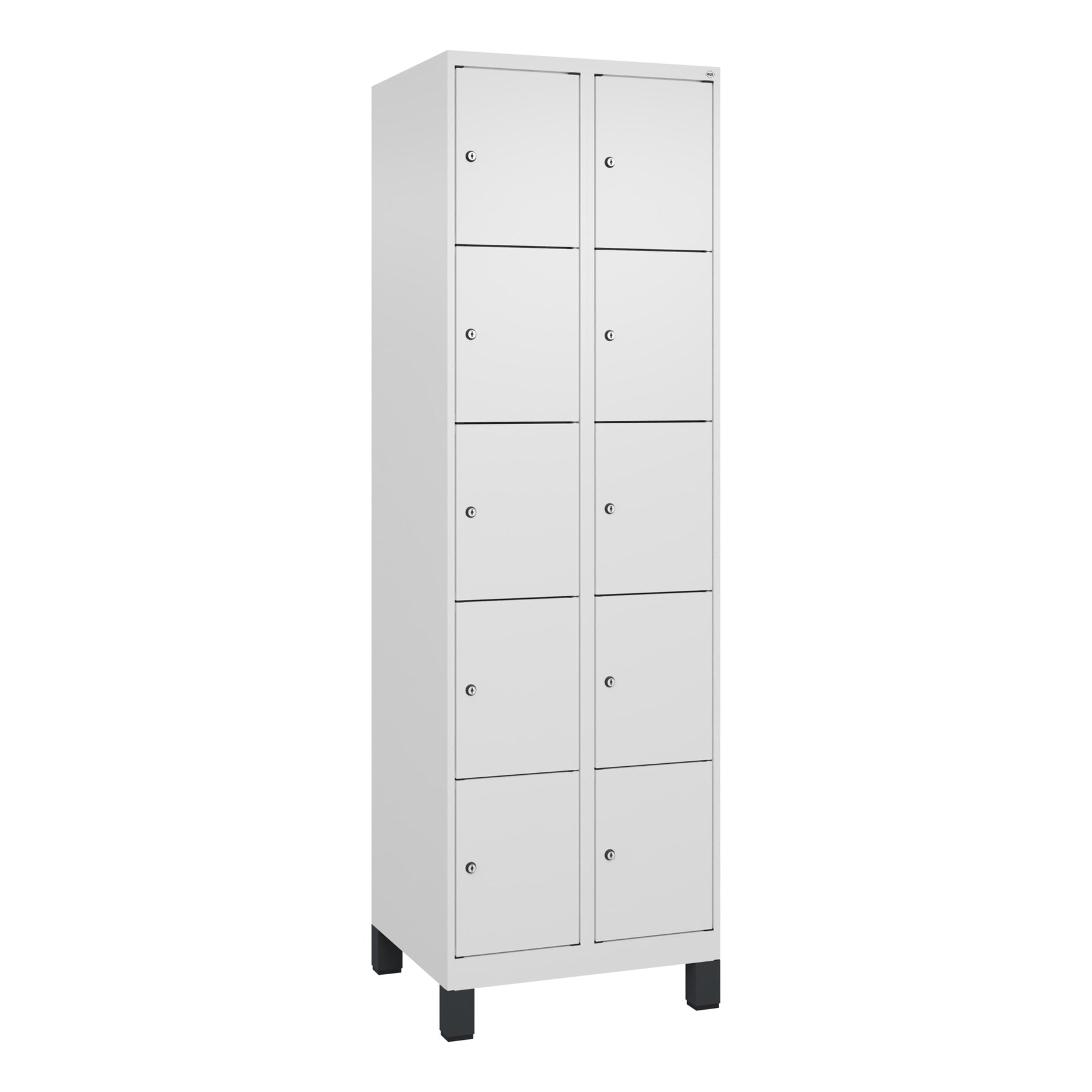 C+P Schließfachschrank Evolo PLUS mit Standfuß 10 Fächer verkehrsweiß – Produktbild 2