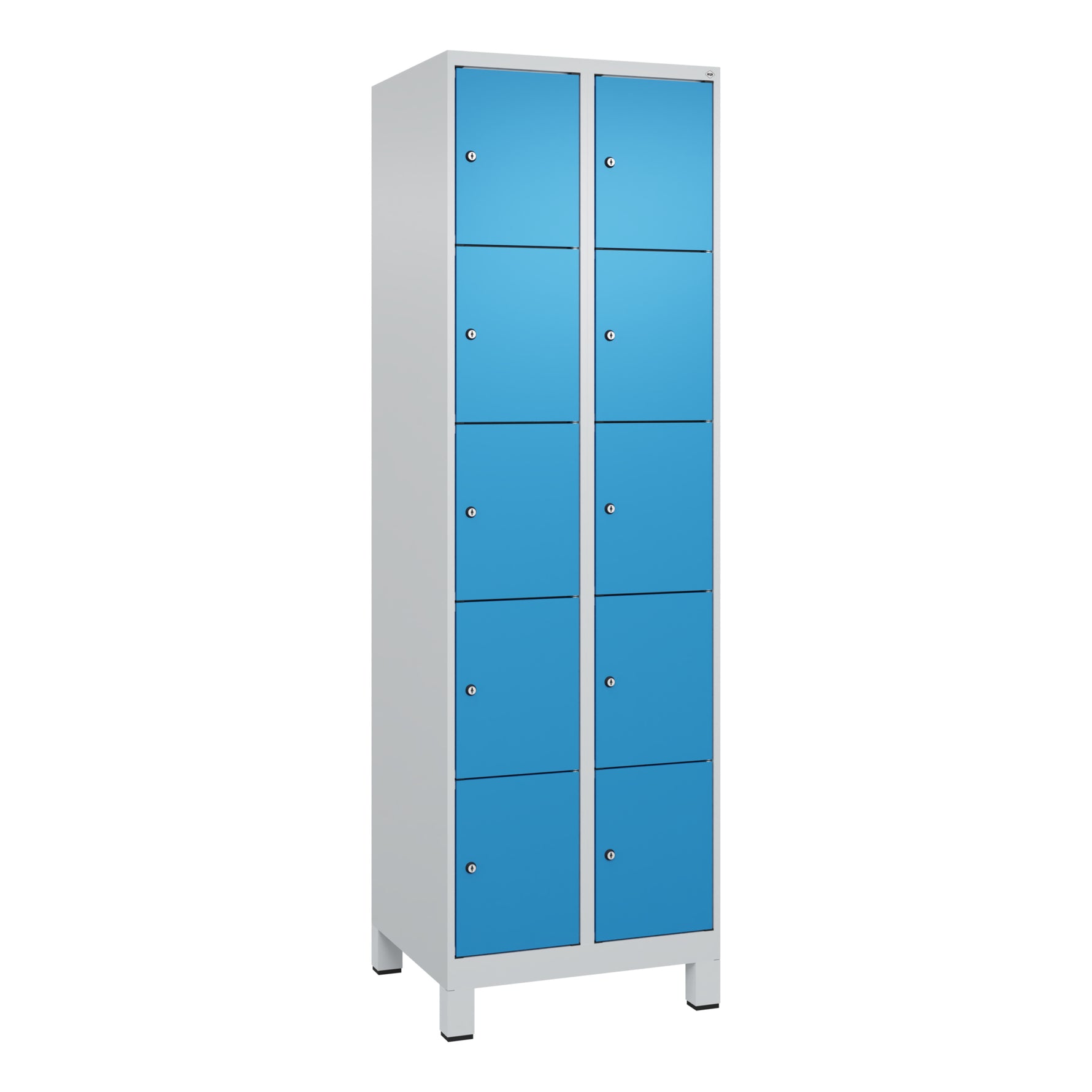 C+P Schließfachschrank Evolo PLUS mit Standfuß 10 Fächer lichtgrau