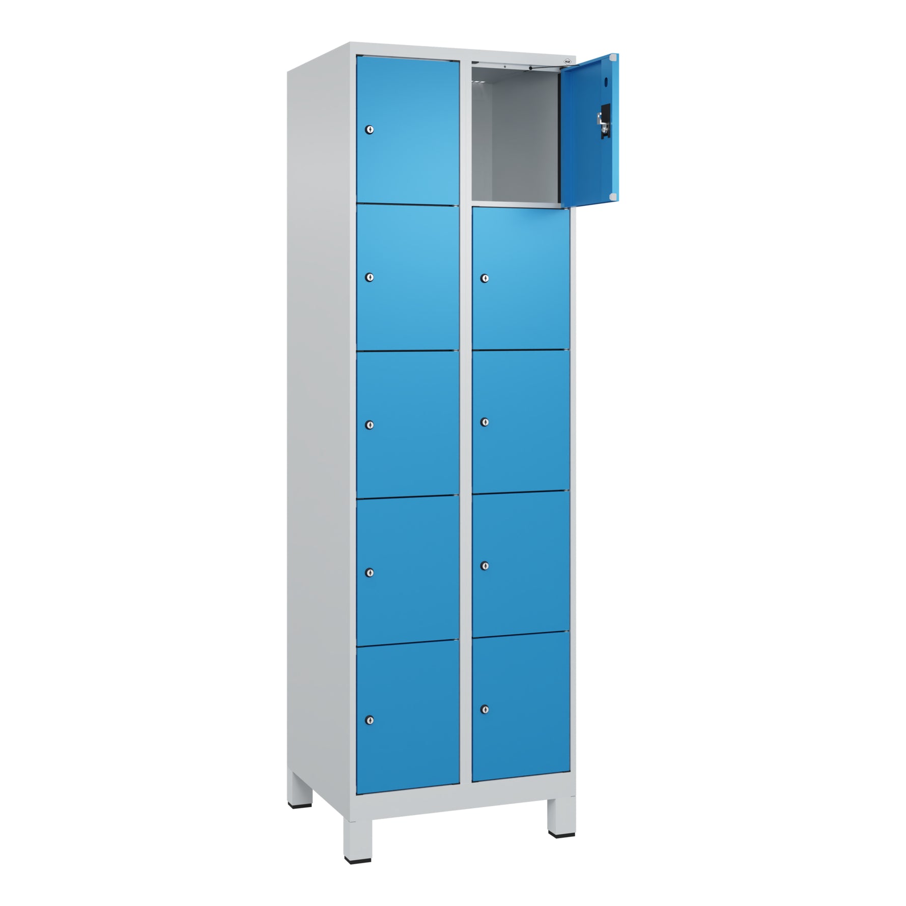 C+P Schließfachschrank Evolo PLUS mit Standfuß 10 Fächer lichtgrau – Produktbild 2