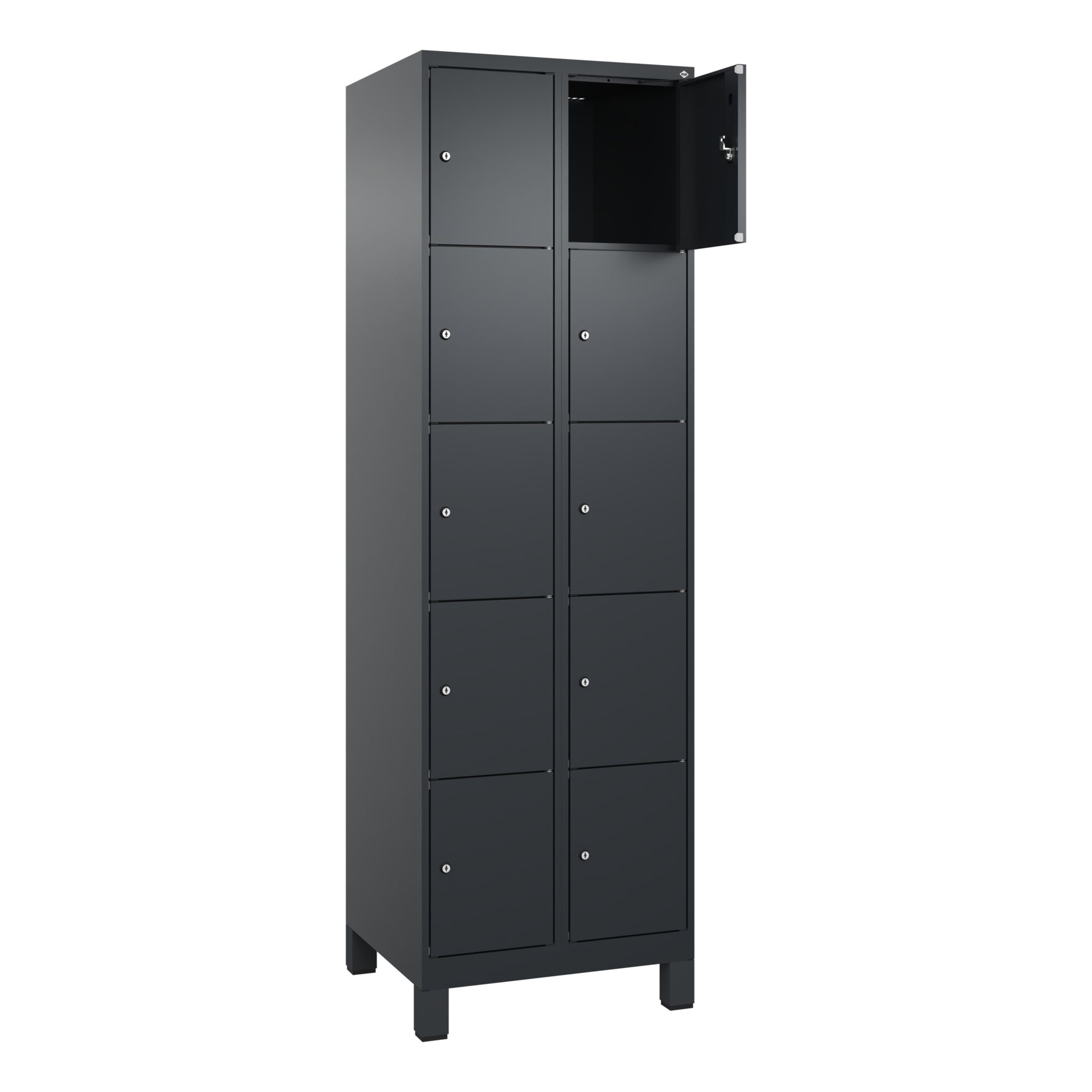 C+P Schließfachschrank Evolo PLUS mit Standfuß 10 Fächer schwarzgrau – Produktbild 3
