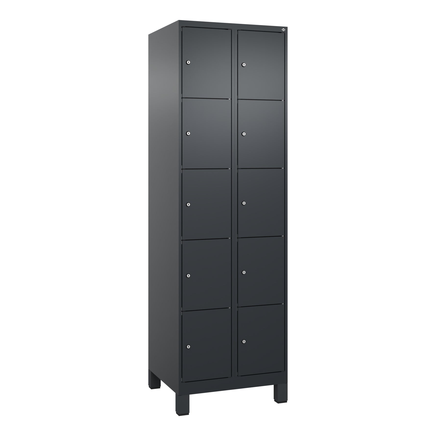 C+P Schließfachschrank Evolo PLUS mit Standfuß 10 Fächer schwarzgrau – Produktbild 4