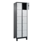 C+P Schließfachschrank Evolo PLUS mit Standfuß 10 Fächer schwarzgrau