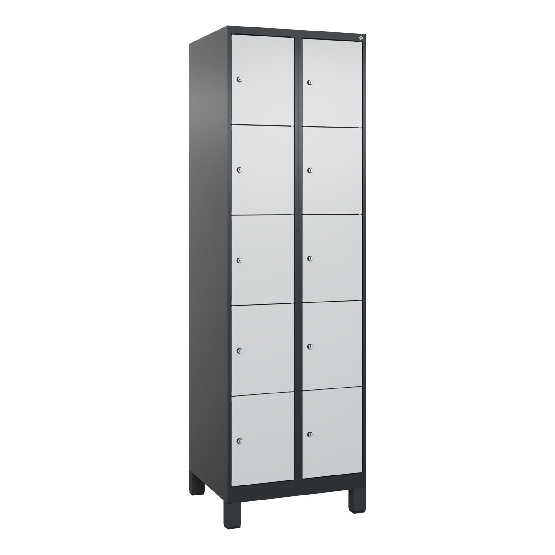 C+P Schließfachschrank Evolo PLUS mit Standfuß 10 Fächer schwarzgrau – Produktbild 2