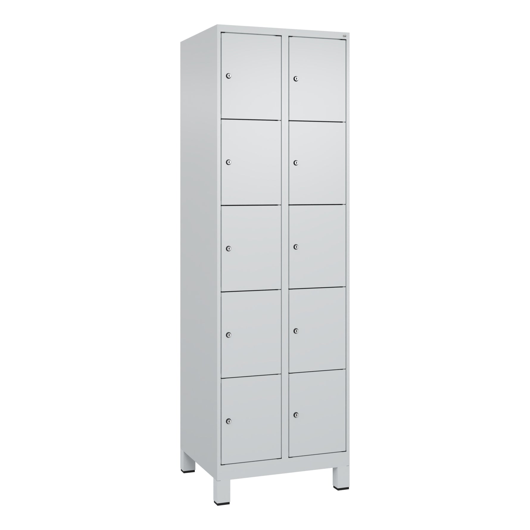 C+P Schließfachschrank Evolo PLUS mit Standfuß 10 Fächer lichtgrau – Produktbild 5