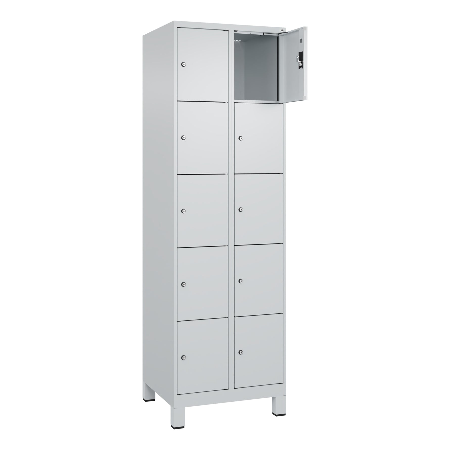C+P Schließfachschrank Evolo PLUS mit Standfuß 10 Fächer lichtgrau – Produktbild 6