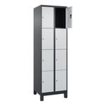 C+P Schließfachschrank Evolo PLUS mit Standfuß 8 Fächer schwarzgrau