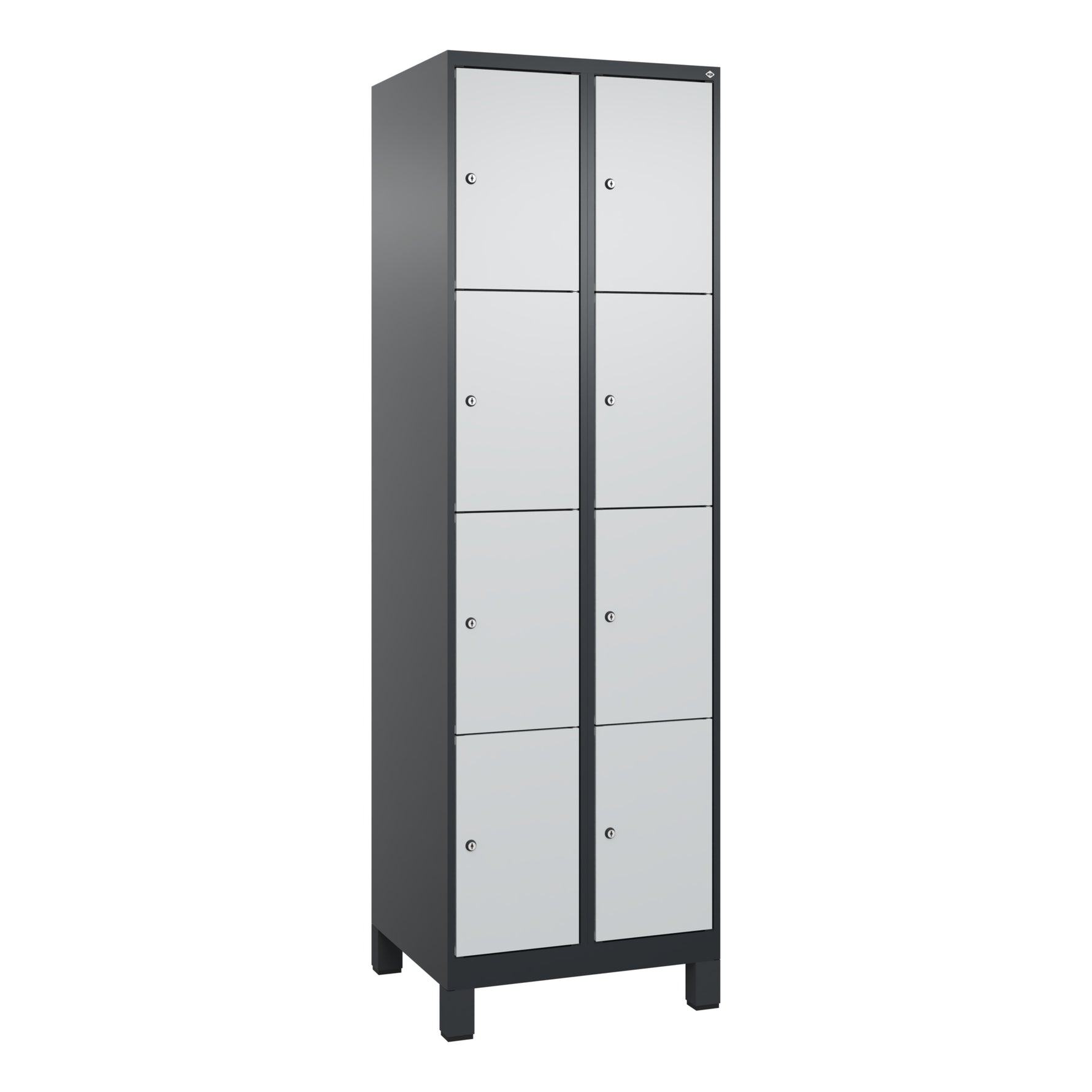 C+P Schließfachschrank Evolo PLUS mit Standfuß 8 Fächer schwarzgrau – Produktbild 2