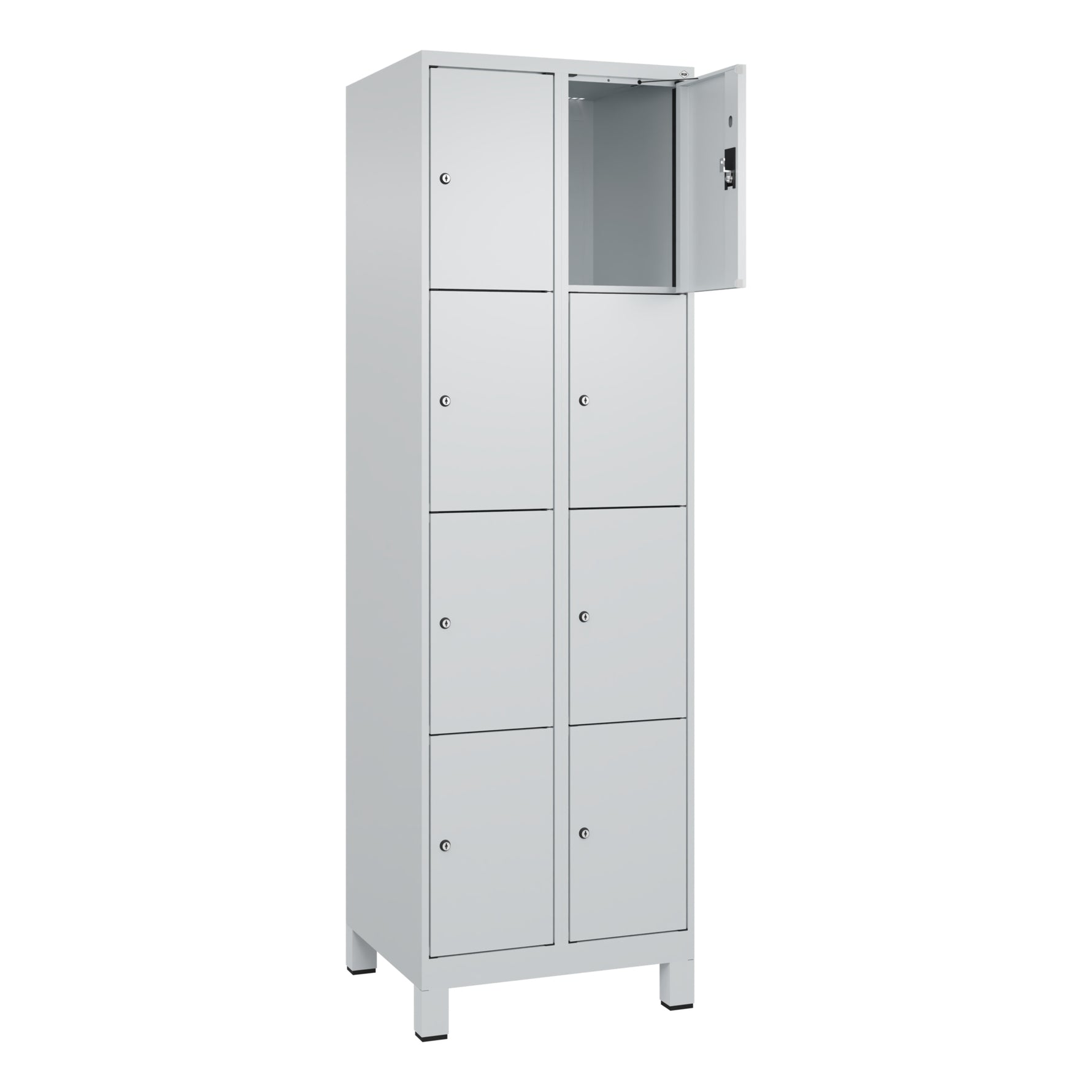 C+P Schließfachschrank Evolo PLUS mit Standfuß 8 Fächer lichtgrau – Produktbild 6