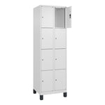 C+P Schließfachschrank Evolo PLUS mit Standfuß 8 Fächer verkehrsweiß
