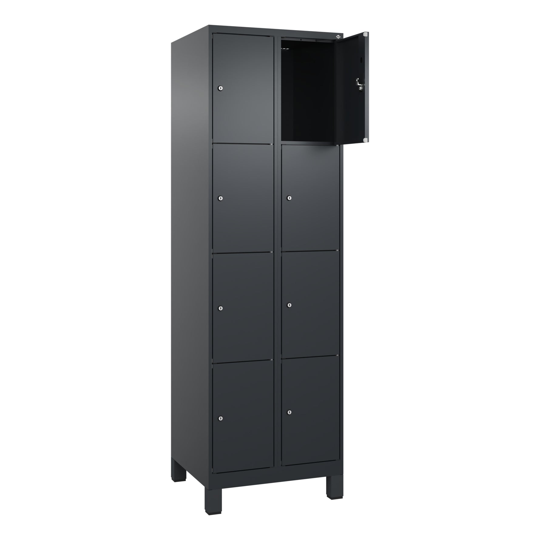 C+P Schließfachschrank Evolo PLUS mit Standfuß 8 Fächer schwarzgrau – Produktbild 3