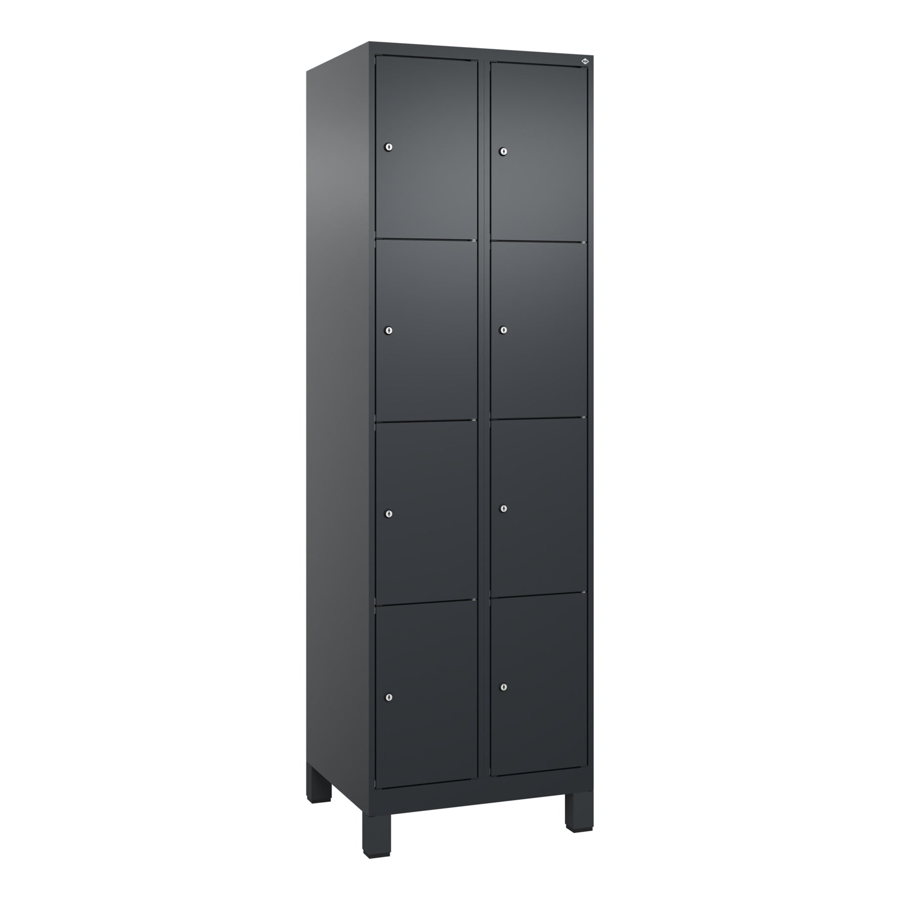 C+P Schließfachschrank Evolo PLUS mit Standfuß 8 Fächer schwarzgrau – Produktbild 4