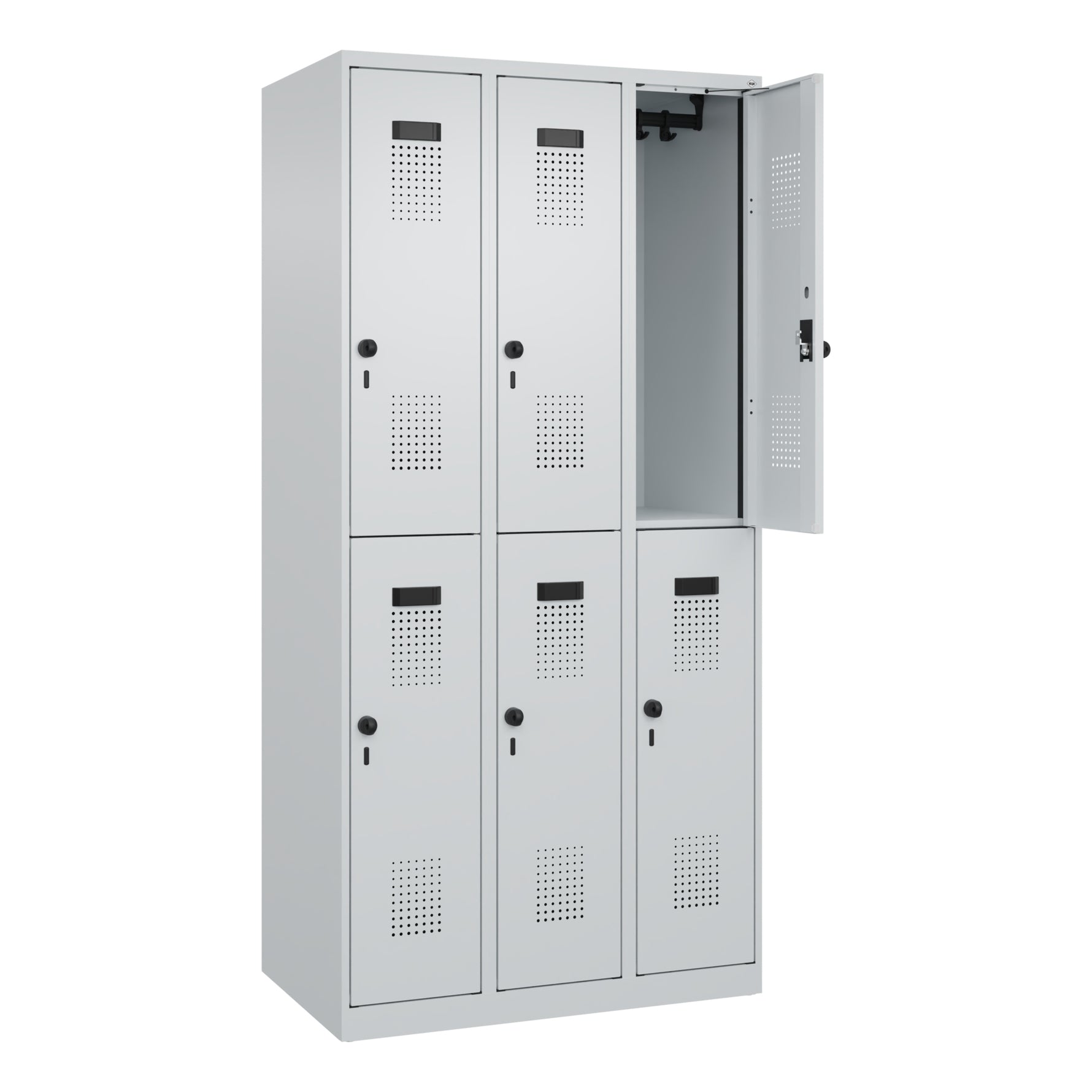 C+P Kleiderspind Evolo PLUS mit Sockel 900 x 1.850 x 500 mm (B x H x T) lichtgrau – Produktbild 5