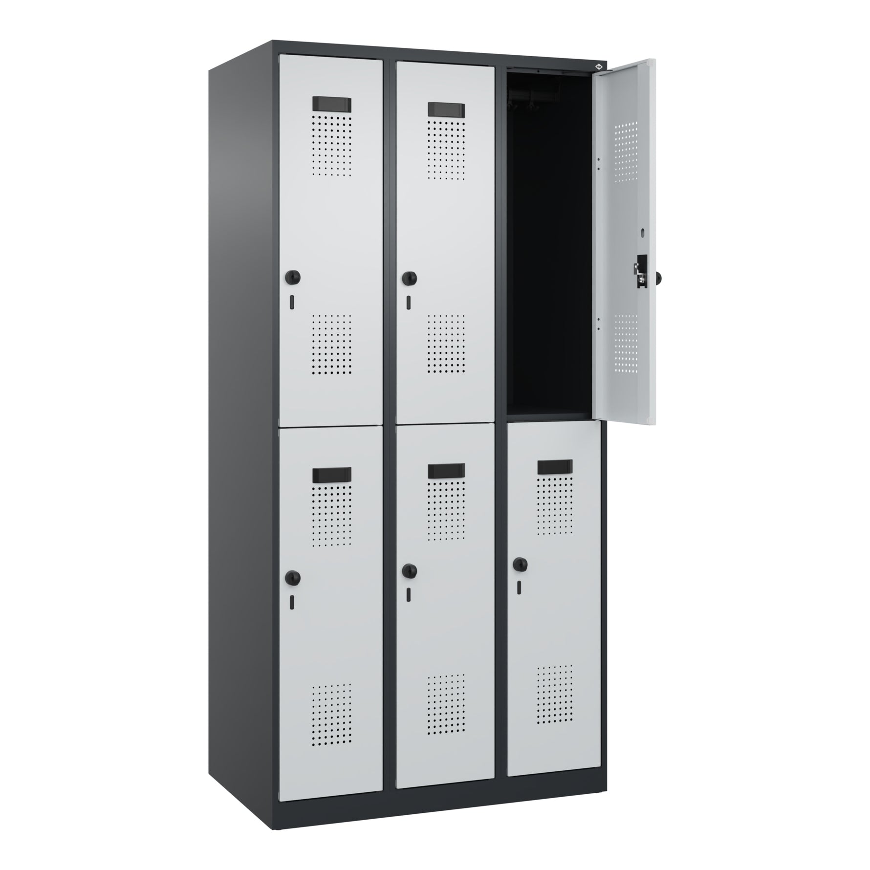 C+P Kleiderspind Evolo PLUS mit Sockel 900 x 1.850 x 500 mm (B x H x T) schwarzgrau