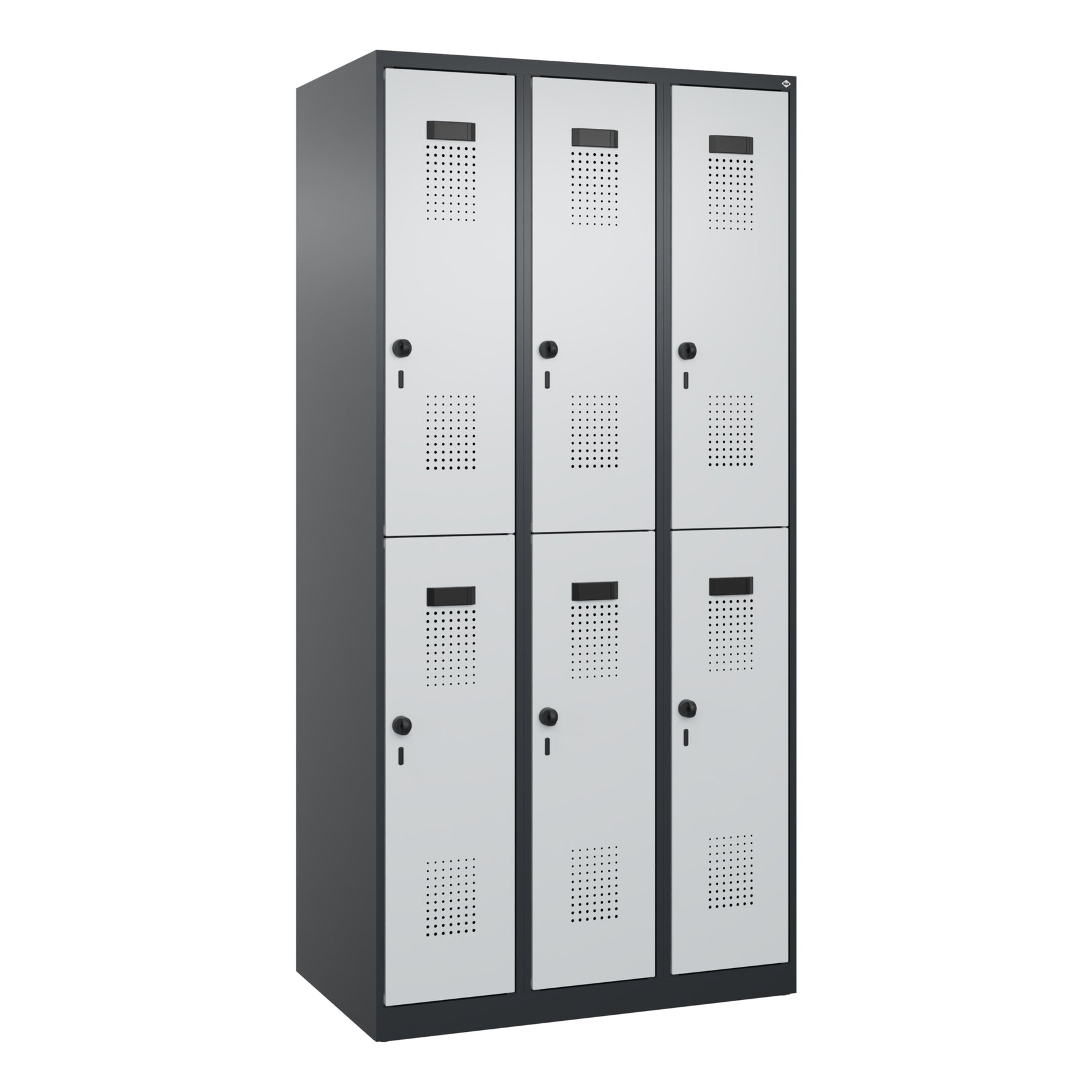 C+P Kleiderspind Evolo PLUS mit Sockel 900 x 1.850 x 500 mm (B x H x T) schwarzgrau – Produktbild 2