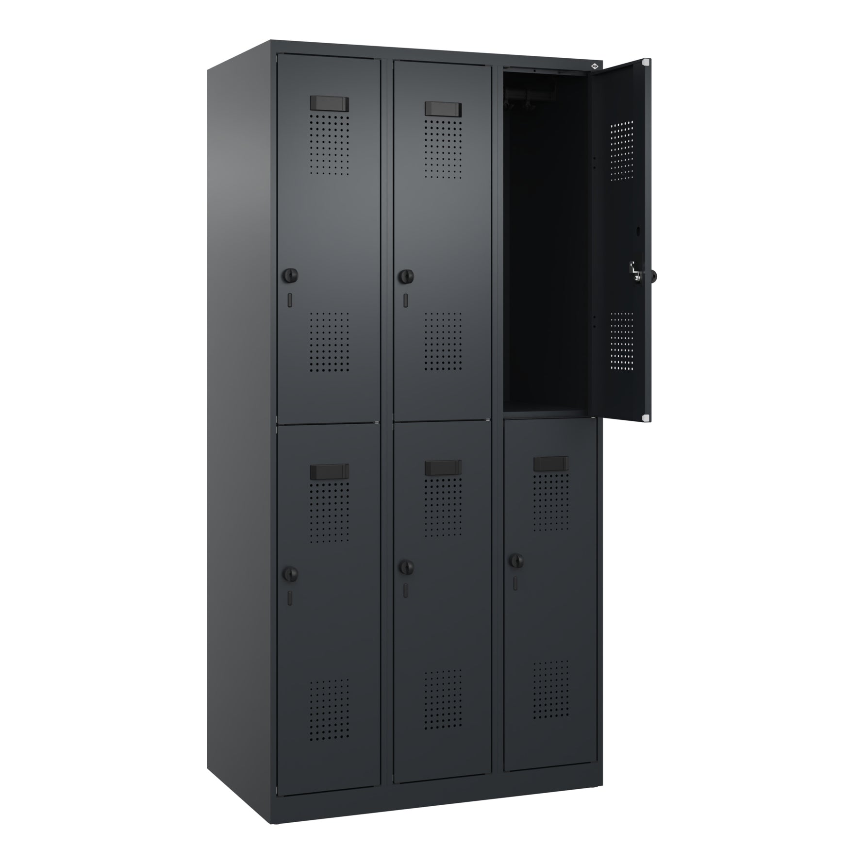 C+P Kleiderspind Evolo PLUS mit Sockel 900 x 1.850 x 500 mm (B x H x T) schwarzgrau – Produktbild 4