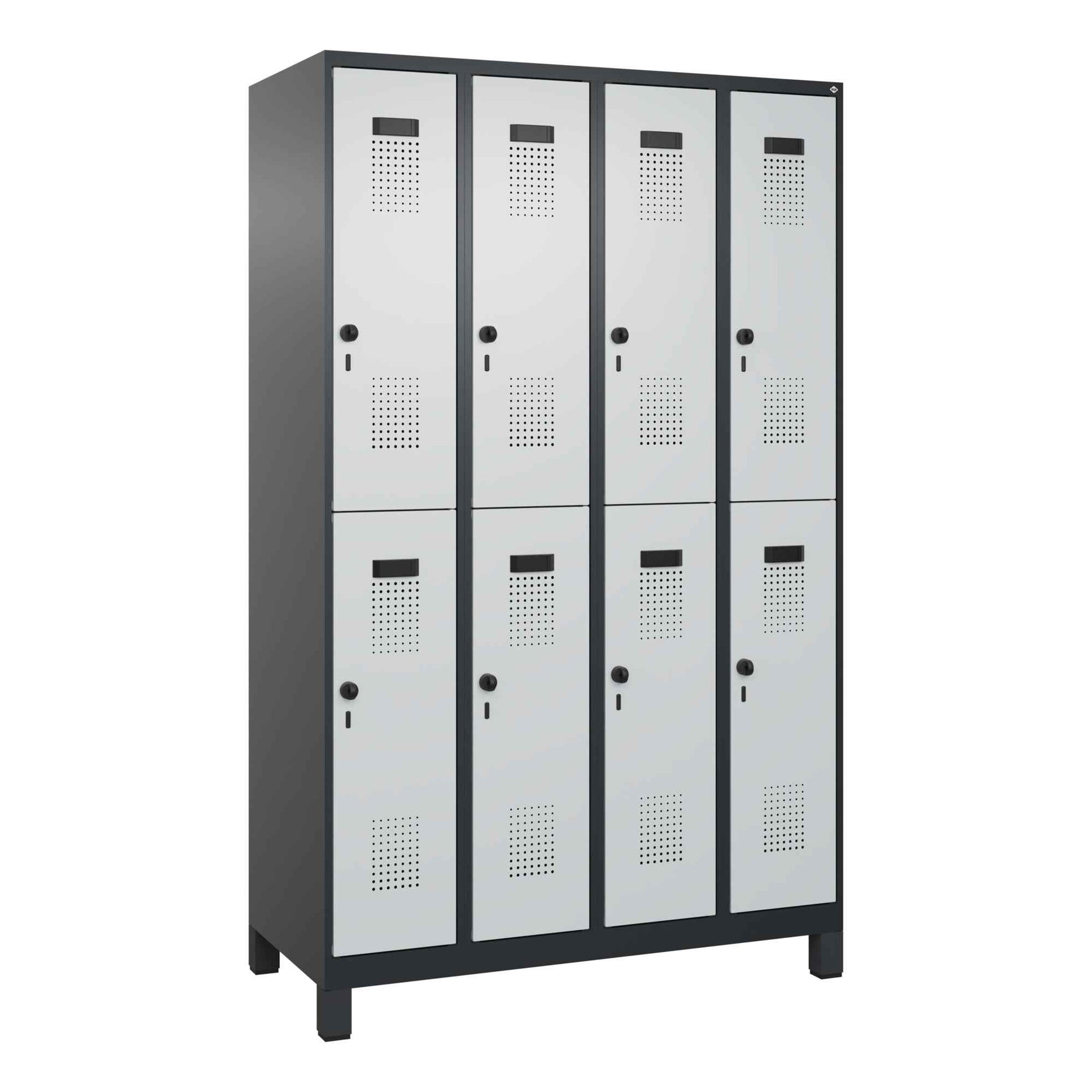 C+P Kleiderspind Evolo PLUS mit Standfuß 1.200 x 1.950 x 500 mm (B x H x T) schwarzgrau