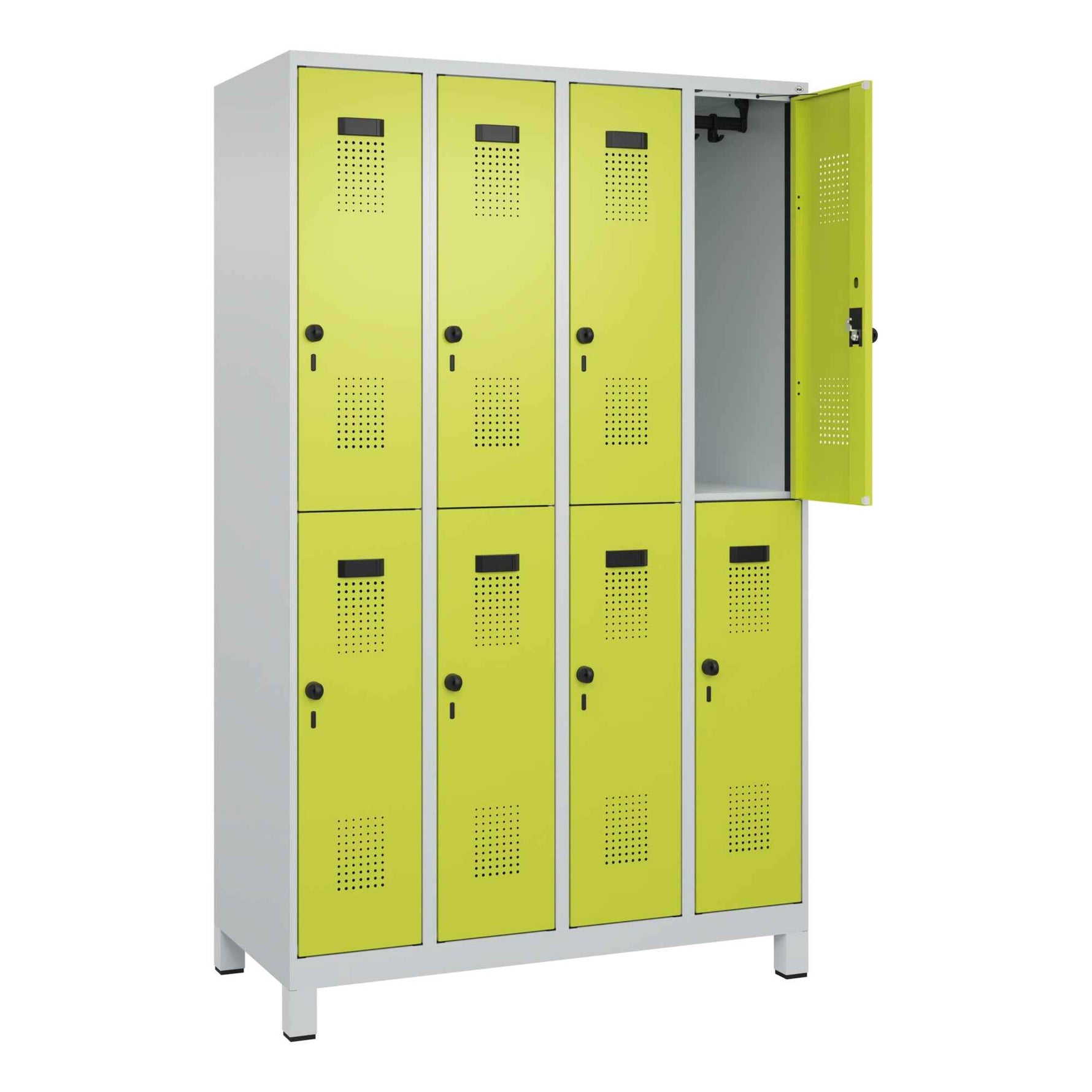 C+P Kleiderspind Evolo PLUS mit Standfuß 1.200 x 1.950 x 500 mm (B x H x T) lichtgrau