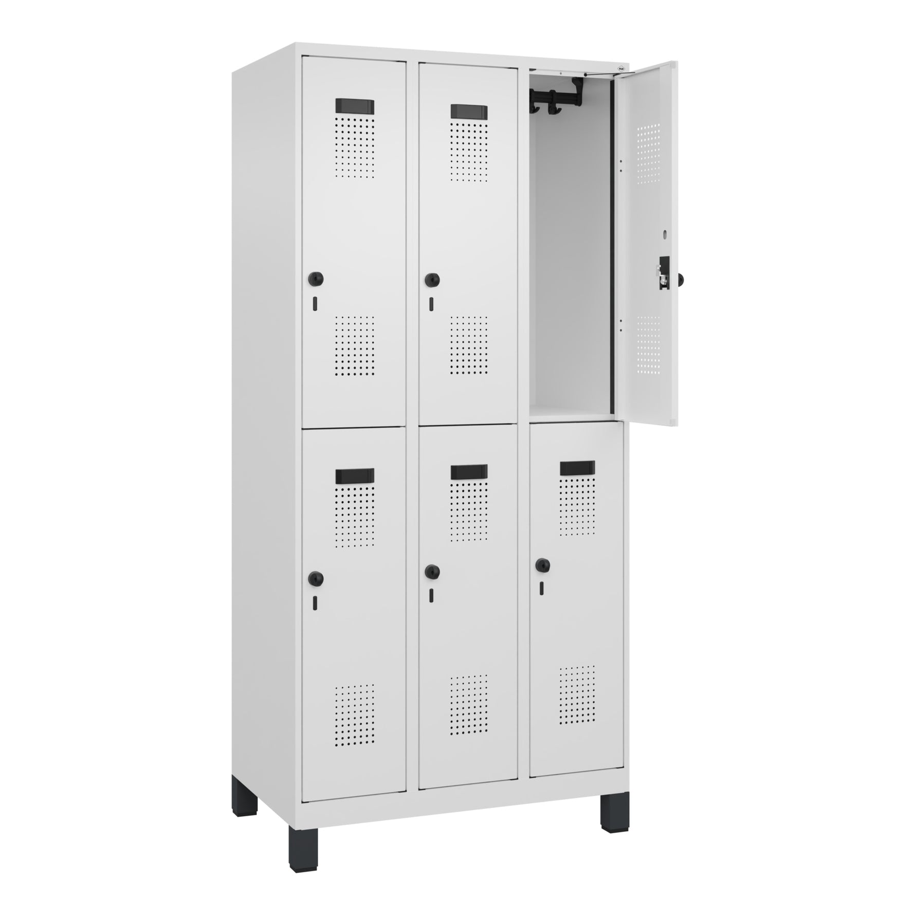 C+P Kleiderspind Evolo PLUS mit Standfuß 900 x 1.950 x 500 mm (B x H x T) verkehrsweiß