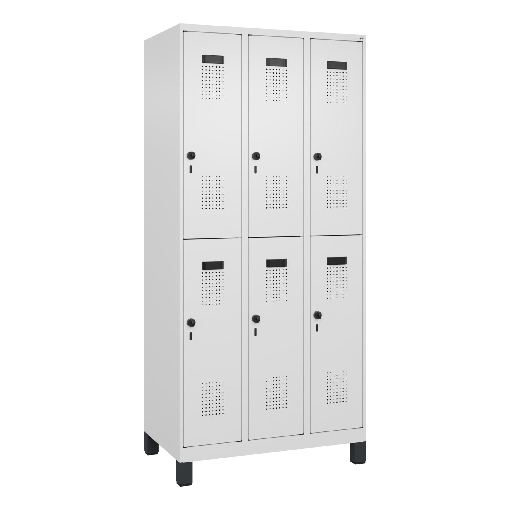 C+P Kleiderspind Evolo PLUS mit Standfuß 900 x 1.950 x 500 mm (B x H x T) verkehrsweiß – Produktbild 2