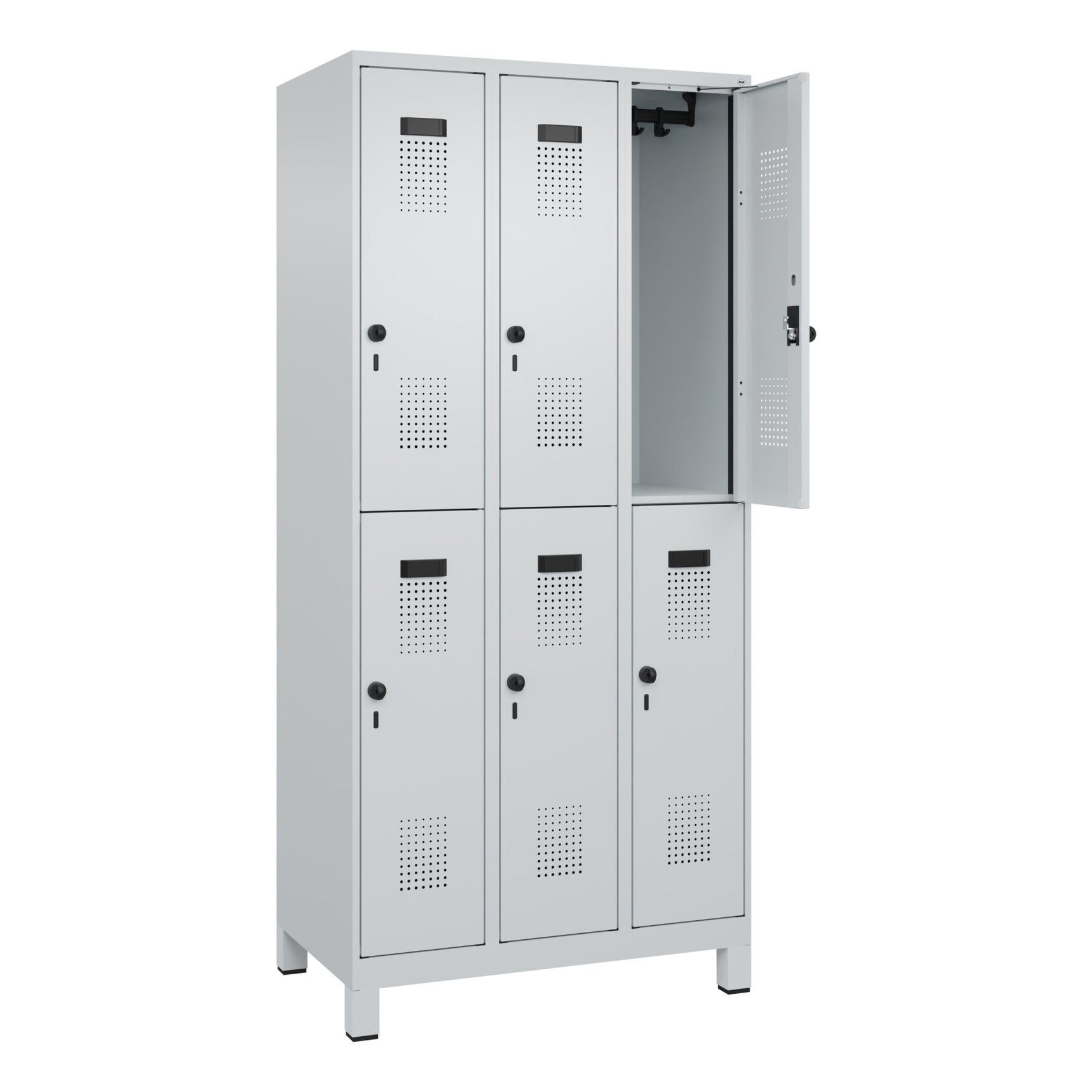 C+P Kleiderspind Evolo PLUS mit Standfuß 900 x 1.950 x 500 mm (B x H x T) lichtgrau – Produktbild 5