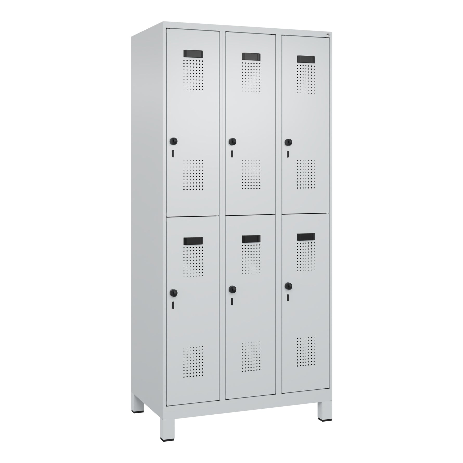 C+P Kleiderspind Evolo PLUS mit Standfuß 900 x 1.950 x 500 mm (B x H x T) lichtgrau – Produktbild 6
