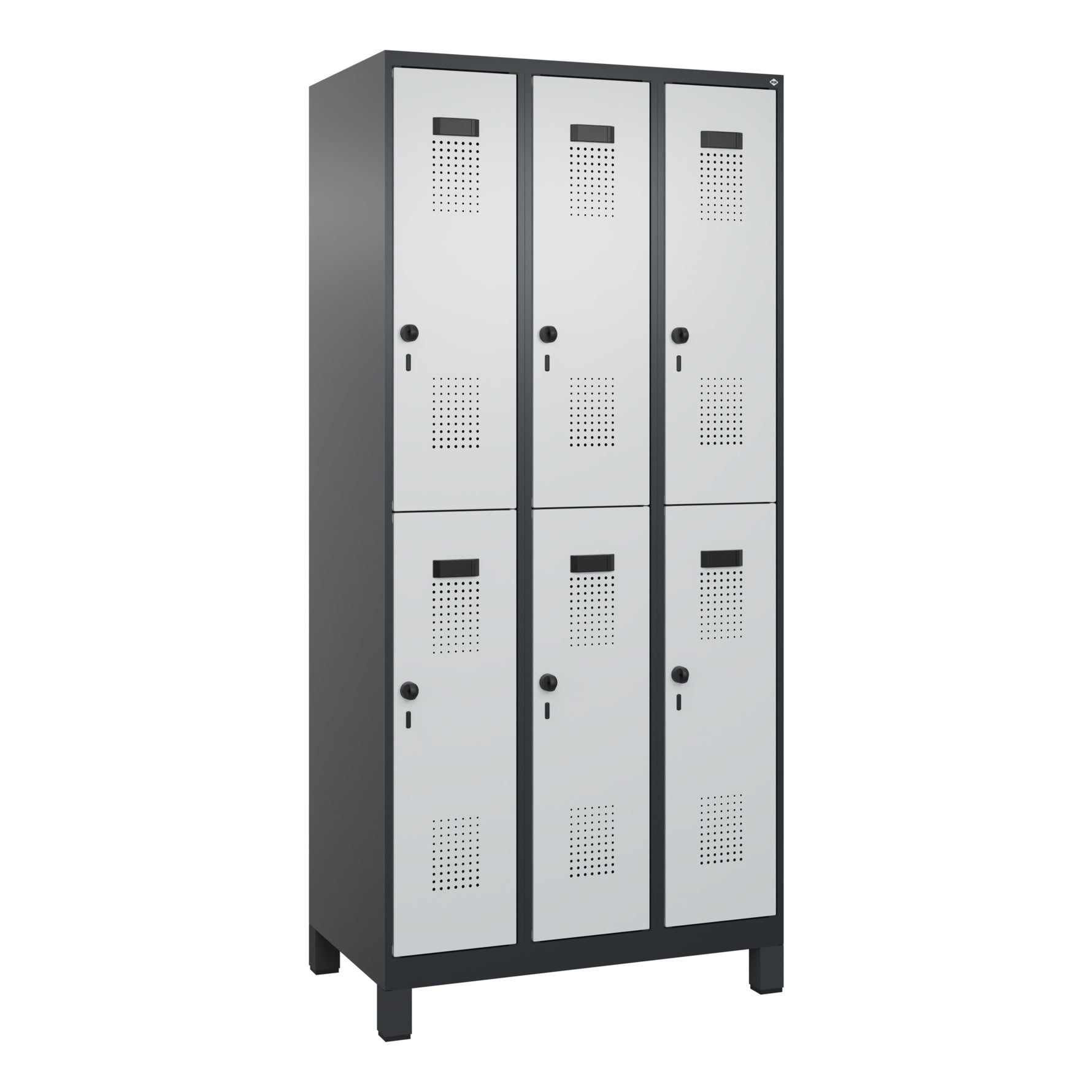 C+P Kleiderspind Evolo PLUS mit Standfuß 900 x 1.950 x 500 mm (B x H x T) schwarzgrau