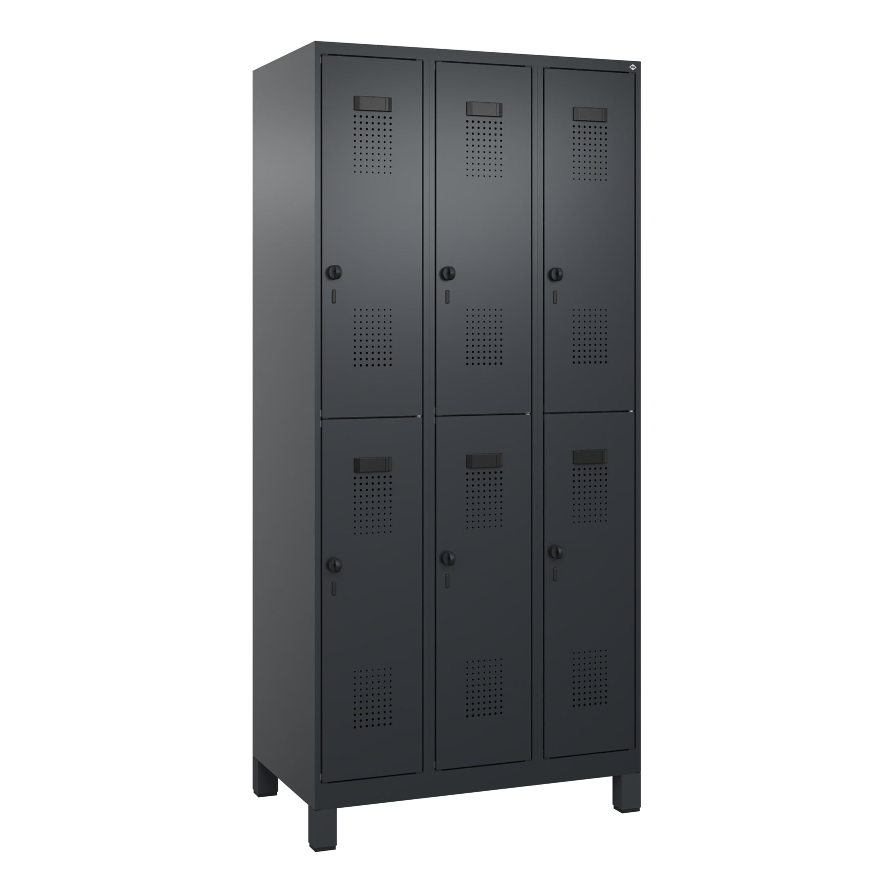 C+P Kleiderspind Evolo PLUS mit Standfuß 900 x 1.950 x 500 mm (B x H x T) schwarzgrau – Produktbild 4