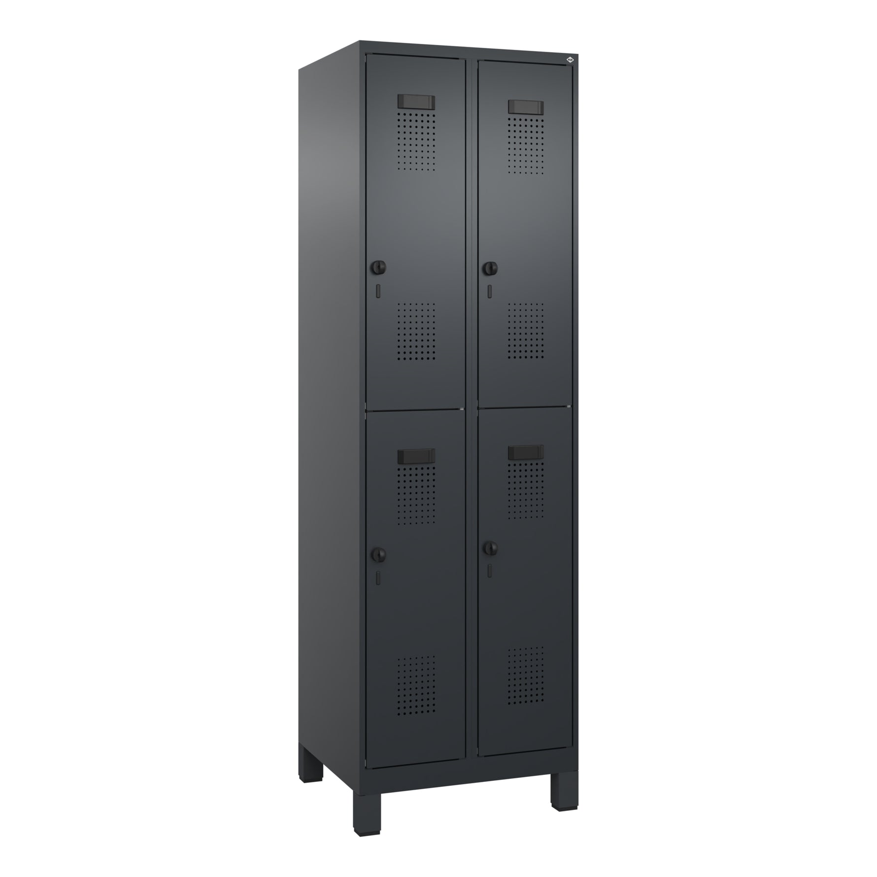 C+P Kleiderspind Evolo PLUS mit Standfuß 600 x 1.950 x 500 mm (B x H x T) schwarzgrau – Produktbild 3
