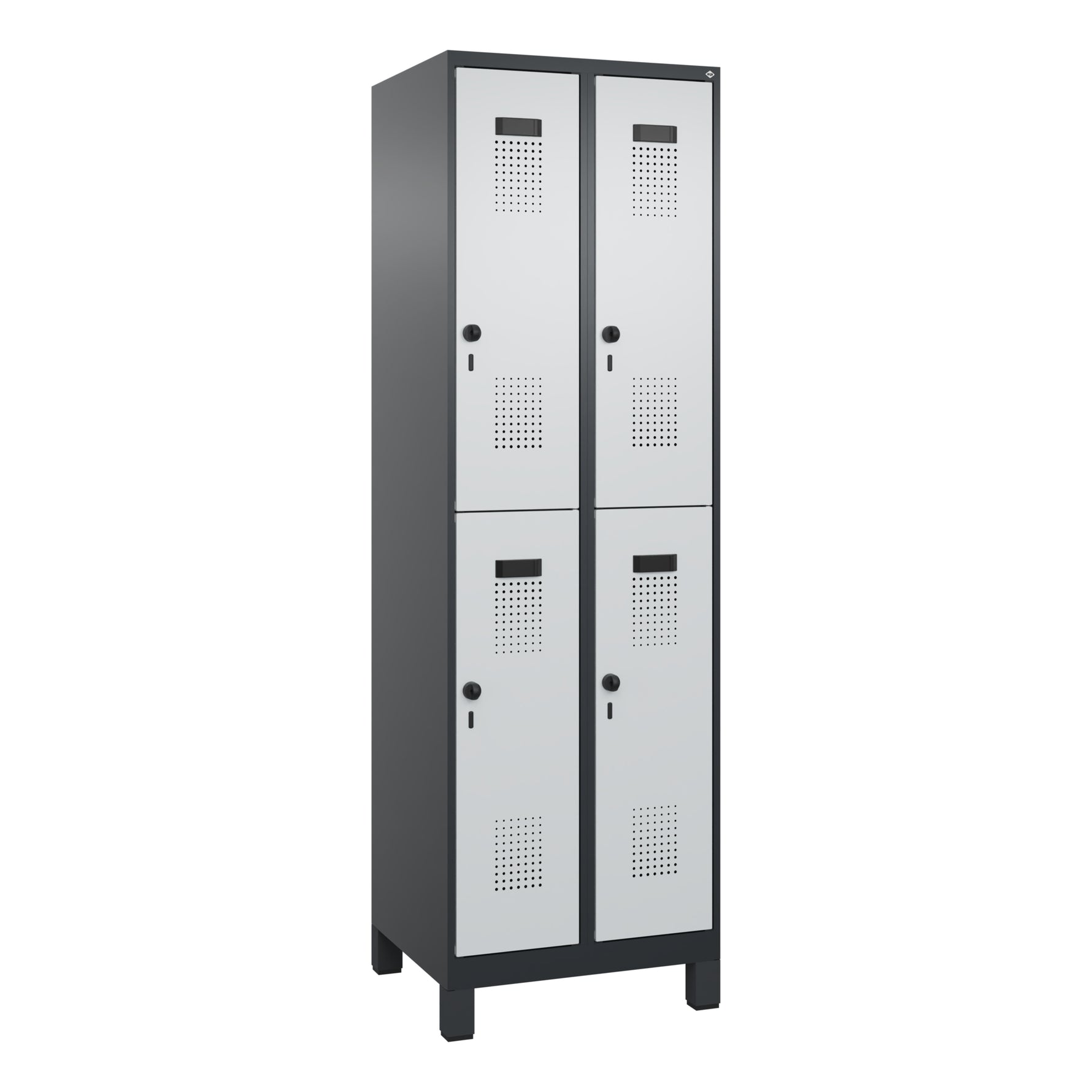 C+P Kleiderspind Evolo PLUS mit Standfuß 600 x 1.950 x 500 mm (B x H x T) schwarzgrau