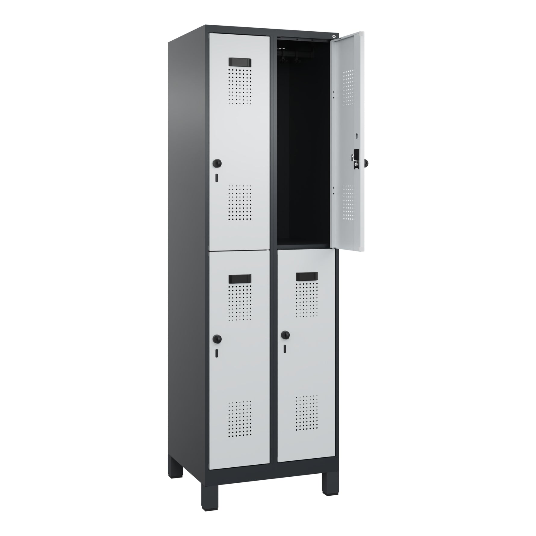 C+P Kleiderspind Evolo PLUS mit Standfuß 600 x 1.950 x 500 mm (B x H x T) schwarzgrau – Produktbild 2