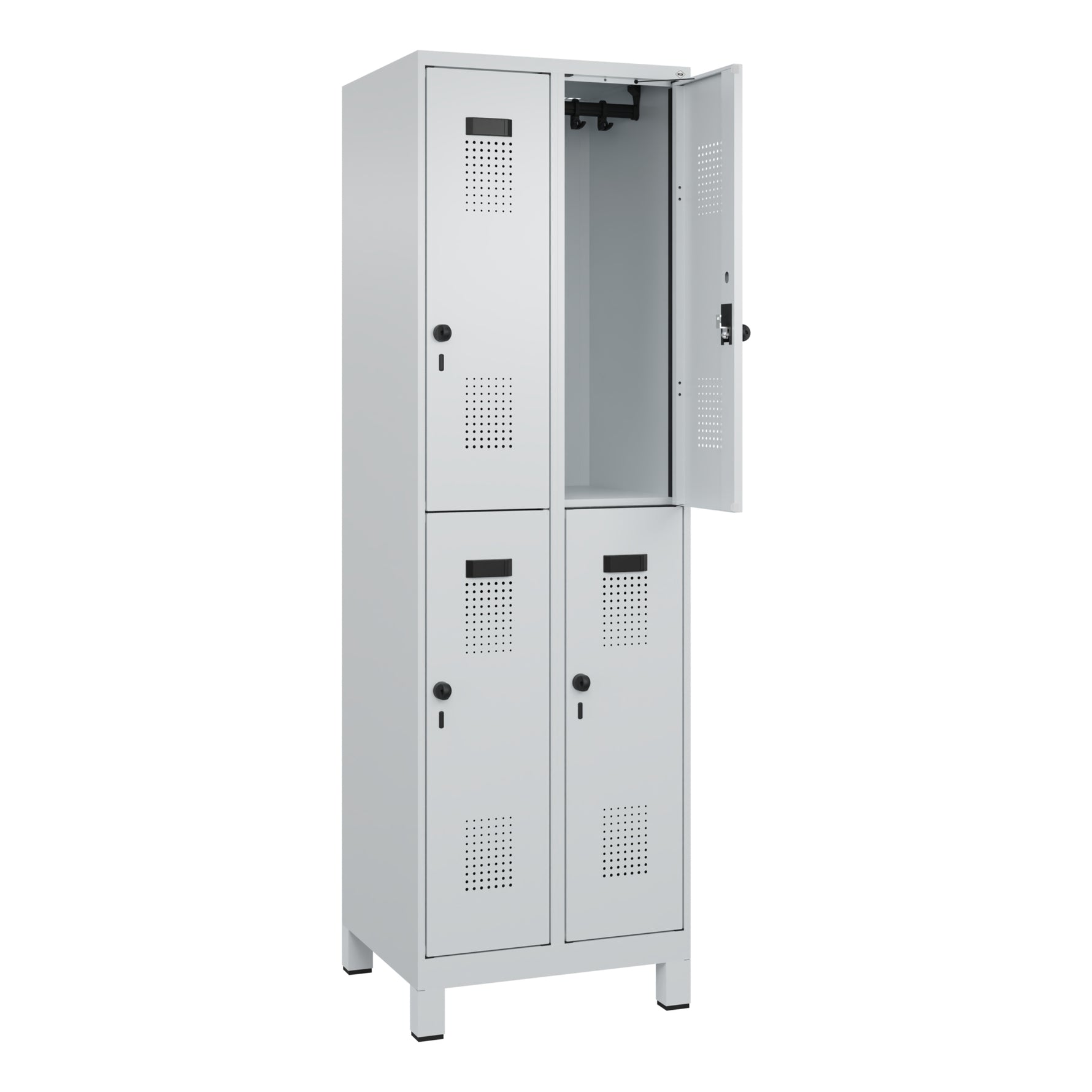 C+P Kleiderspind Evolo PLUS mit Standfuß 600 x 1.950 x 500 mm (B x H x T) lichtgrau – Produktbild 5