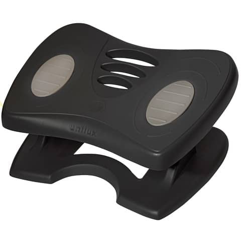 UNILUX Fußstütze Nymphea (42 x 32 cm, Schwarz) – Ergonomische Wipp-Fußstütze mit 3-stufiger Höhenverstellung