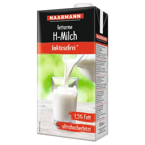 NAARMANN laktosefreie H-Milch – 1,5% oder 3,5% - 12er-Karton - Wiepa Bürofachpartner