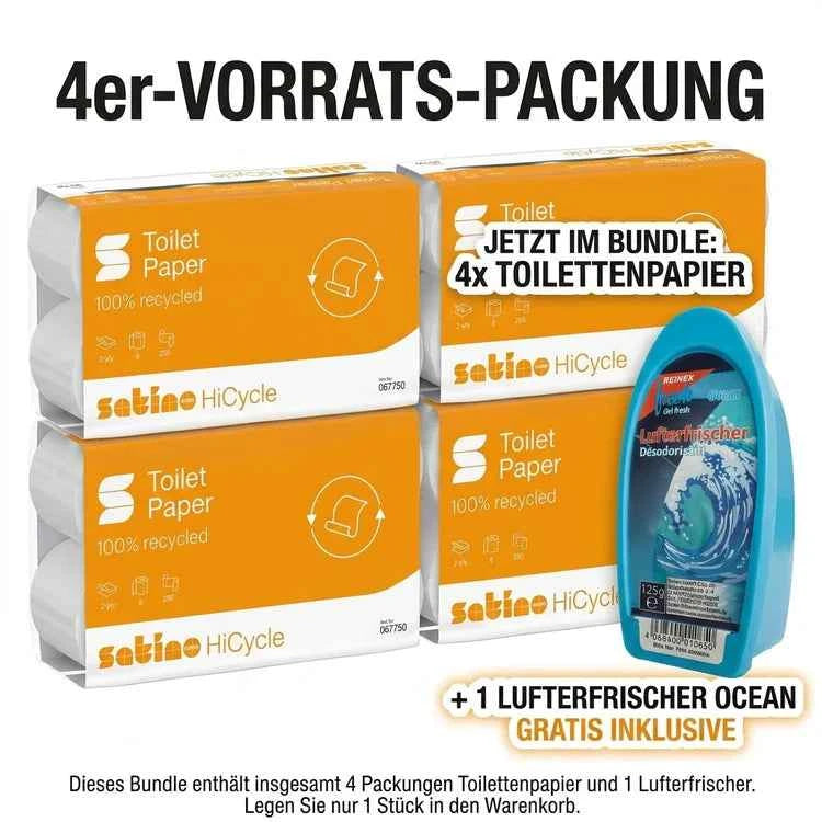 HYGIENE-DEAL: 4er-Vorrats-Packung Toilettenpapier + 1x REINEX Lufterfrischer GRATIS!