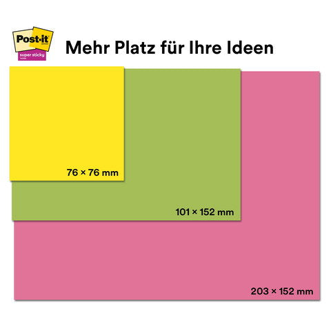 Post-it® Super Sticky Meeting Notes Haftnotizen extrastark farbsortiert, 6 Blöcke - Wiepa Bürofachpartner