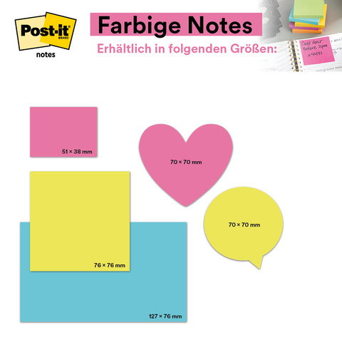 Post-it® Haftnotiz Notes Energetic Collection 6 Blöckchen pro Pack - Wiepa Bürofachpartner
