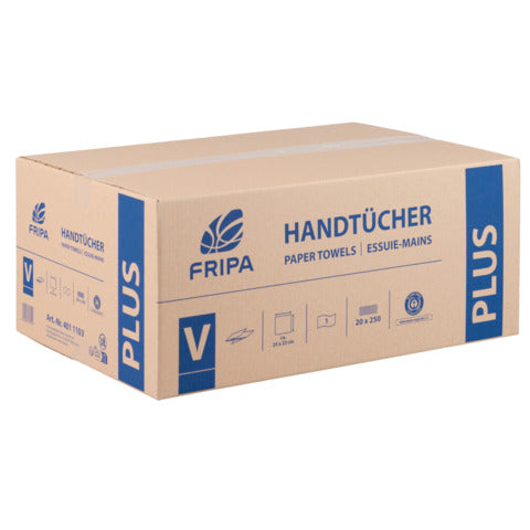 Fripa Falthandtuch Plus – 1-lagig, V-Falz, 20x250 Blatt, grau - Wiepa Bürofachpartner