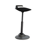 Schwarzer Aeris Muvman ergonomischer Stehsitz mit aktivem Sitzgestell, bequem für langes Stehen und Arbeiten.