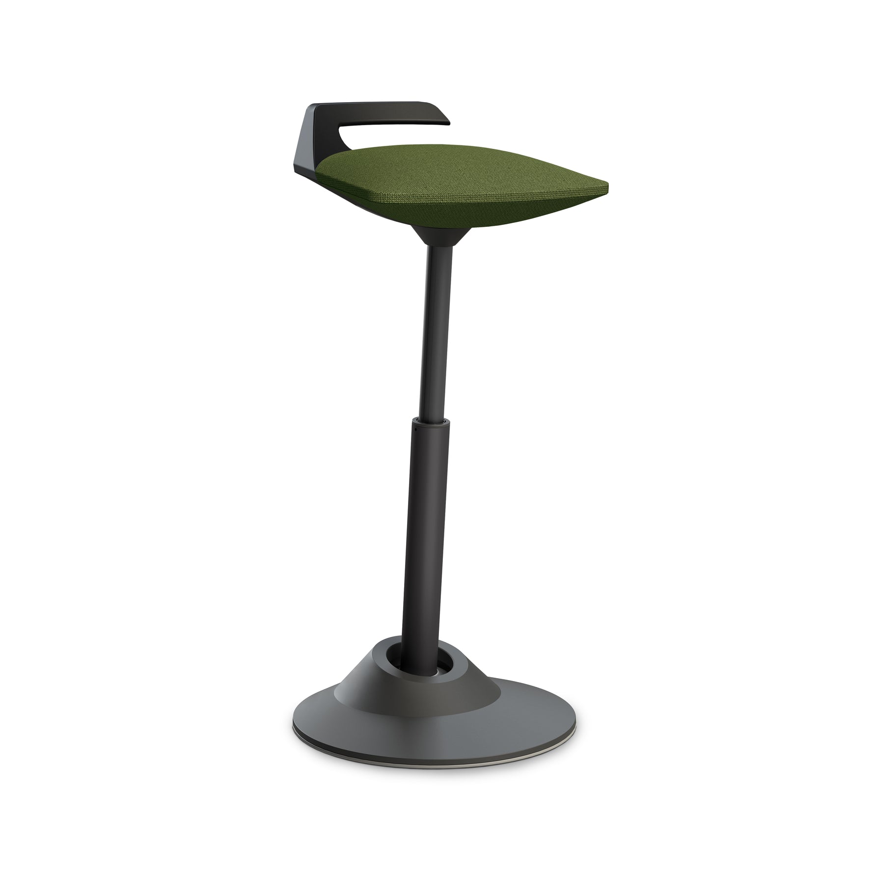 Aeris Muvman ergonomischer aktiver Stehsitz mit schwarzem Gestell, flexible Sitzfläche für komfortables Arbeiten im Stehen