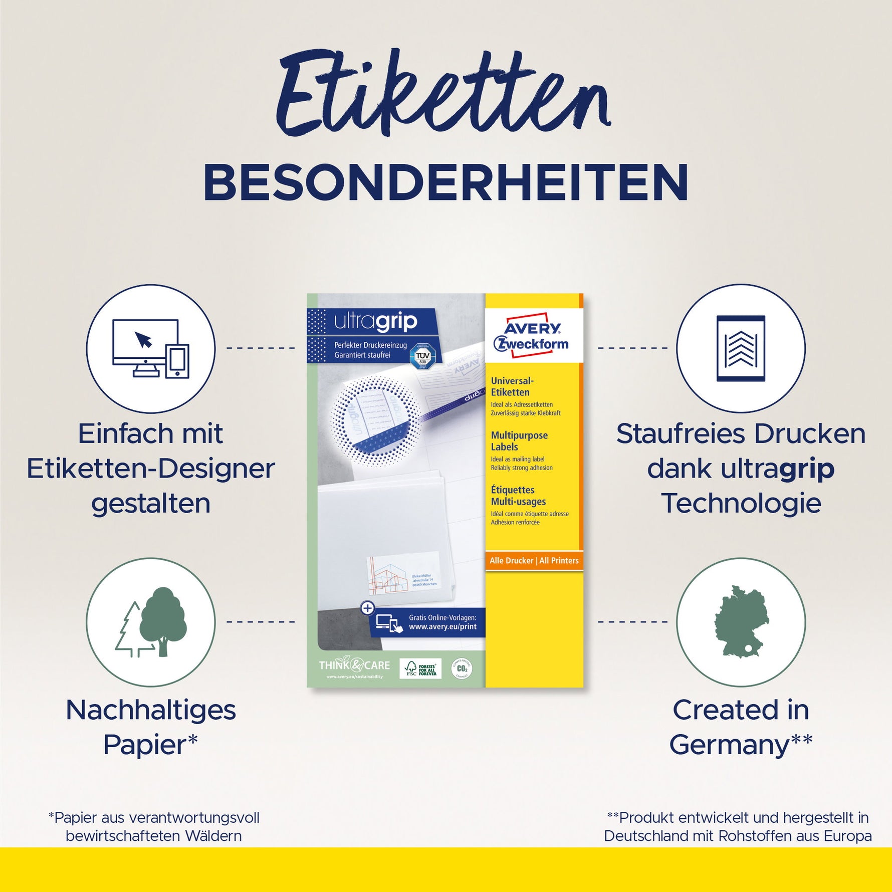Avery Zweckform Universaletiketten ultragrip DIN A4 (210 x 297 mm) – Produktbild 7