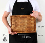 Kompakter Hirnholz Hackblock Eiche 35x25x4cm – Mit Saftrille & Silikonfüßen