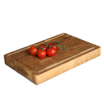 Kompakter Hirnholz Hackblock Eiche 35x25x4cm – Mit Saftrille & Silikonfüßen