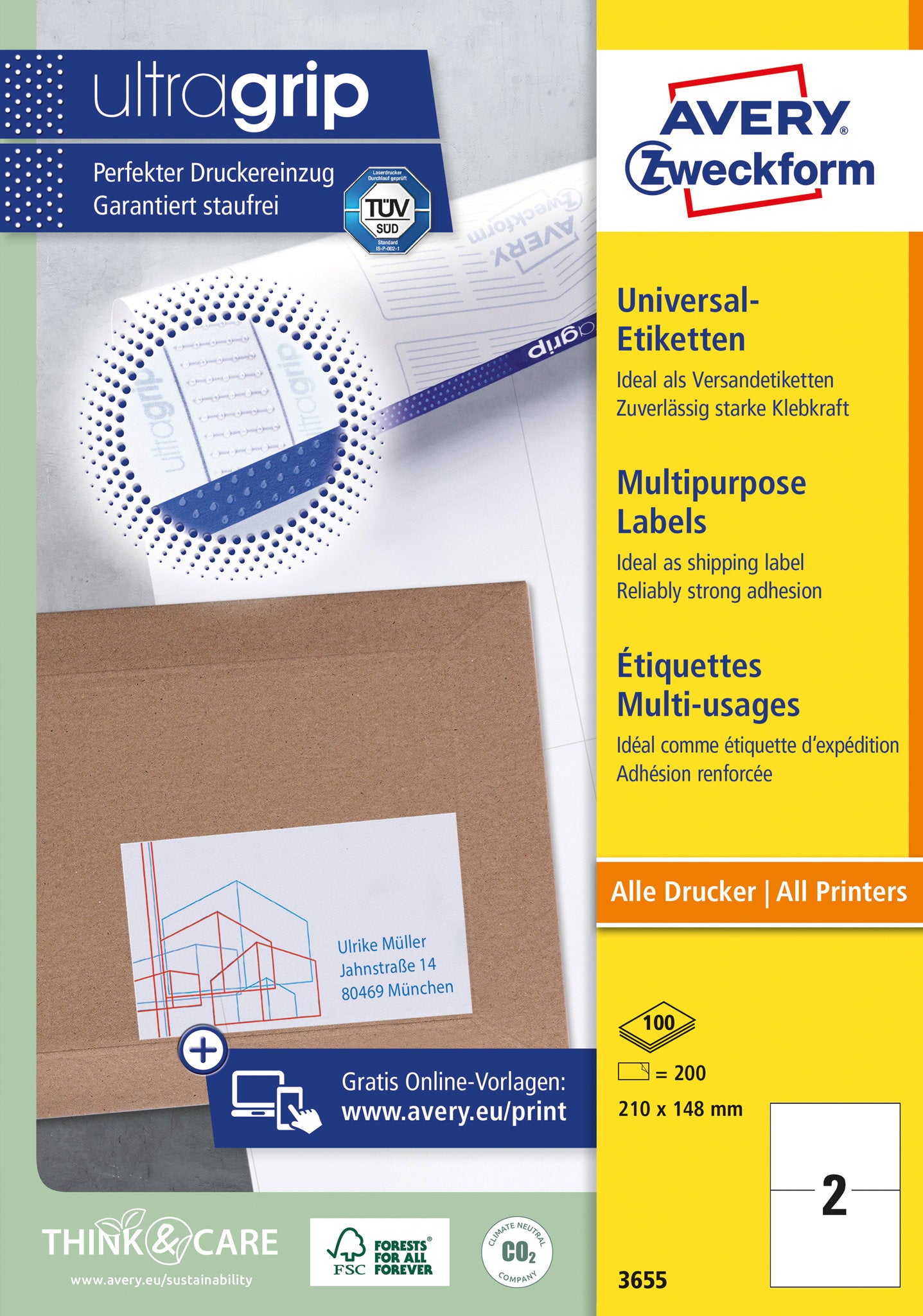 Avery Zweckform Universaletiketten ultragrip 210 x 148 mm - 100 Blatt DIN A4 – Produktbild 4