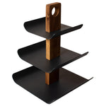 Moderne Etagere 3-stöckig Holz & Metall 33cm – Schwarzer Obstkorb & Obstschale