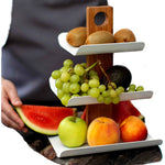 Moderne Etagere 3-stöckig Holz & Metall 33cm – Schwarzer Obstkorb & Obstschale