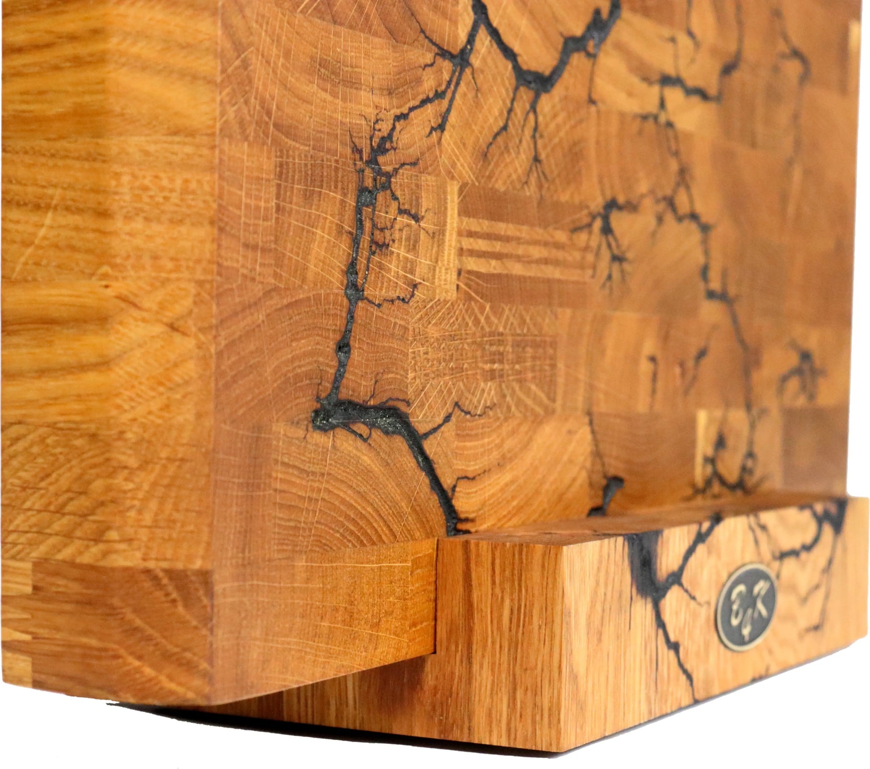 Lichtenberg Designer Stirnholzbrett Eiche 45x30x4cm – Massives Unikat-Schneidebrett