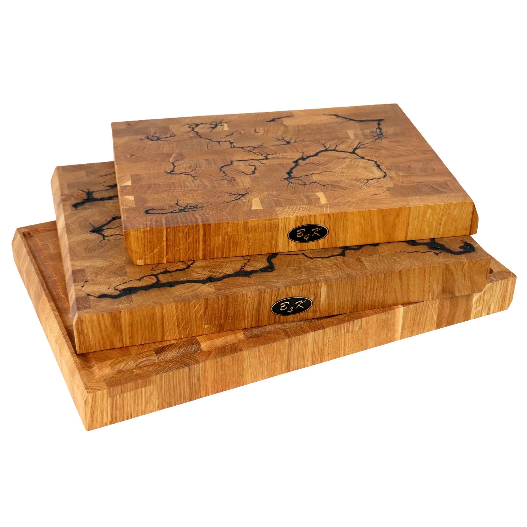 Designer Stirnholzbrett Eiche 35x25x4cm – Unikat mit Lichtenberg-Blitzen