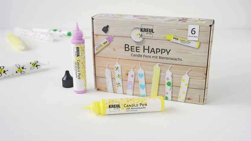 KREUL Bee Happy Kerzenstifte Kreativset zum Bemalen von Kerzen, 6 Stück, bunte Kerzenstifte für kreative Kerzenkunst